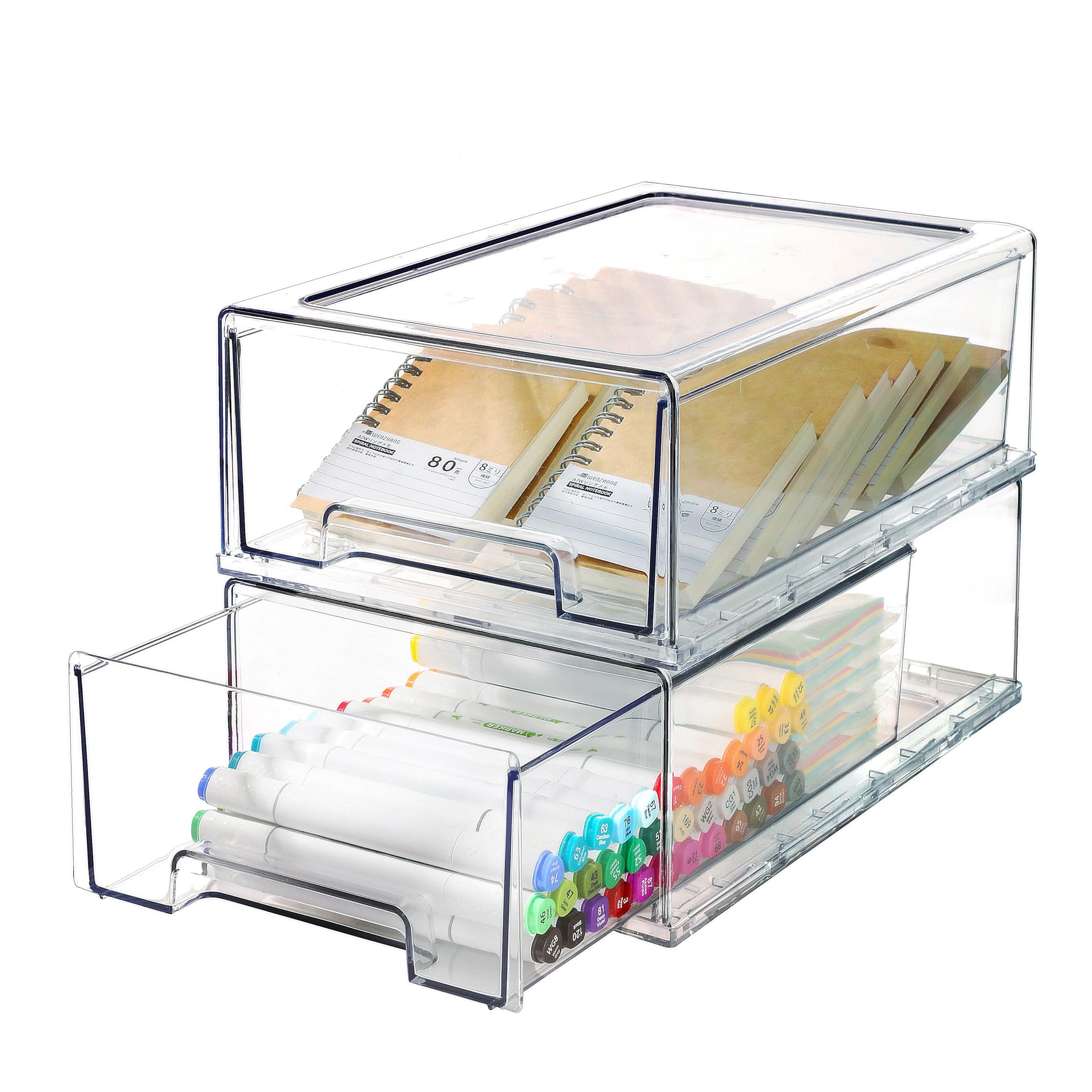 Amazon | 洋魚です 2個セット重なるクリアケース 幅32×奥行21×高さ11cm